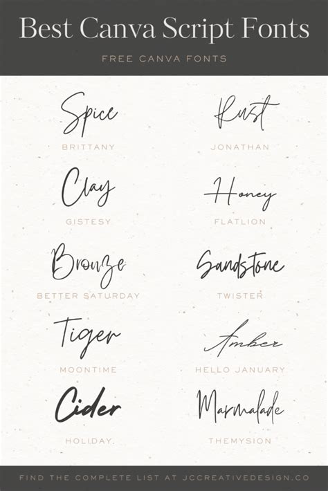 The Best Fonts on Canva: 55 Elegant Free Script Fonts