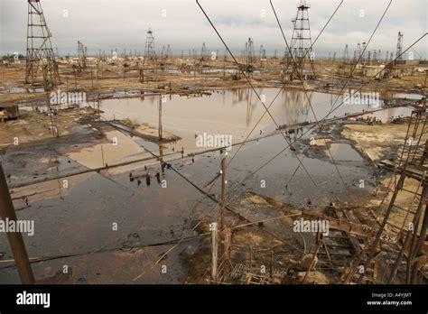 An oil field outside Baku, Azerbaijan Stock Photo - Alamy