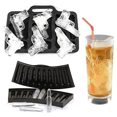 6 Cavity Creative Pistol Shape Gun and Bullet Ice Mold Ice Cube Maker ...