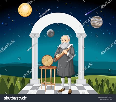 Galileo Galilei Cartoon Character Illustration Stock Vector (Royalty ...