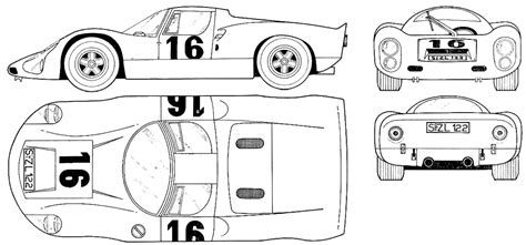 1968 Porsche 910 Spyder Coupe blueprints free - Outlines