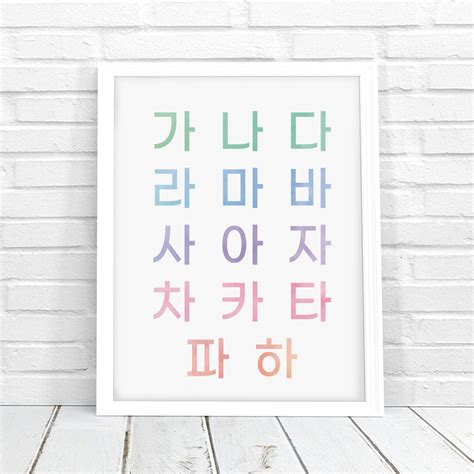 Korean Alphabet Poster Digital Print Hangulposter for Kids - Etsy