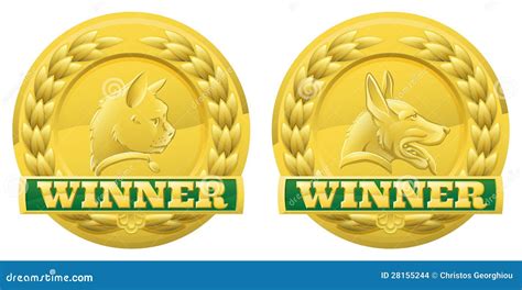 Cat And Dog Pet Winners Medals Stock Photo - Image: 28155244