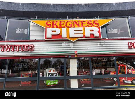 Skegness Pier sign, Skegness, Lincolnshire, UK, England, Skegness Pier ...