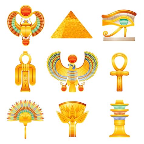 Premium Vector | Ancient egypt icon set. egyptian pharaoh vector ...