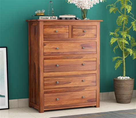 Buy Garry 6-Drawer Wooden Chest Of Drawers (Honey Finish) Online in ...