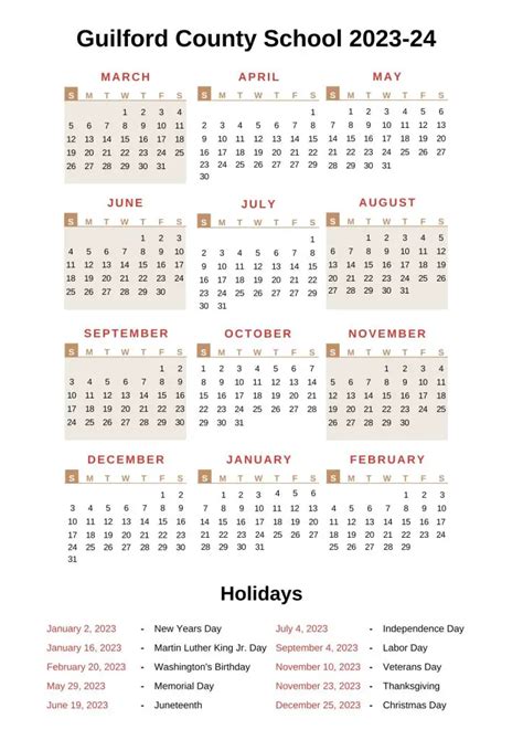 Guilford County Schools Calendar 2023-24 With Holidays