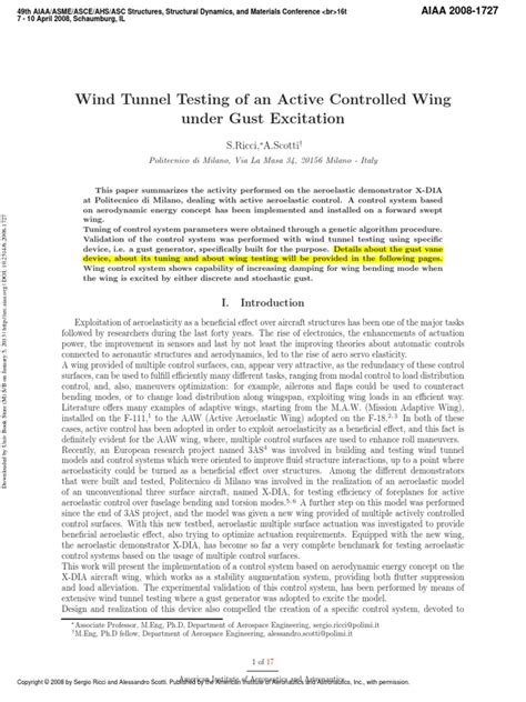 Wind Tunnel Testing of An Active Controlled Wing | PDF