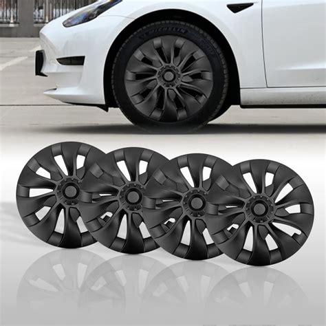 Buy HANSSHOW Tesla Model 3 Hubcap - 18 Inch 4PCS Model 3 Hub Cap ...