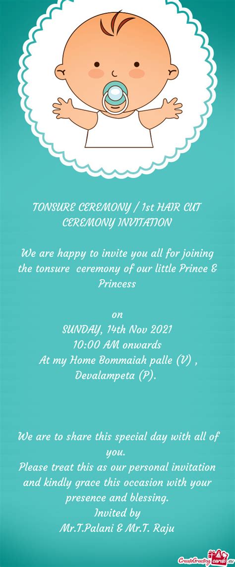 TONSURE CEREMONY / 1st HAIR CUT CEREMONY INVITATION - Free cards