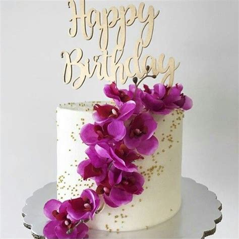 Elegant Orchid Birthday Cake