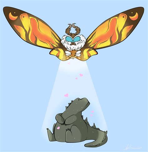 Some Mothra and Godzilla art I did a few weeks back. : GODZILLA