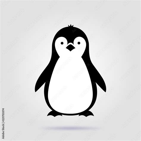 Cute penguin icon in flat style. Cold winter symbol. Antarctic bird ...