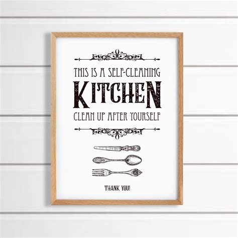 Funny Humorous Clean Kitchen Sign, This is a Self-cleaning Kitchen ...