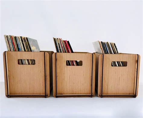 Vinyl Record Storage Crates These Wood LP Record Boxes come in a 3 pack ...