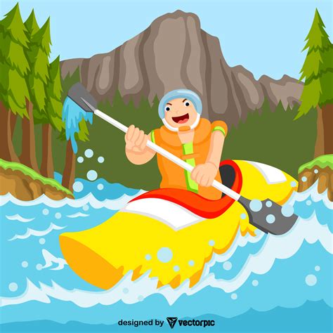 a man playing kayaking cartoon design free vector