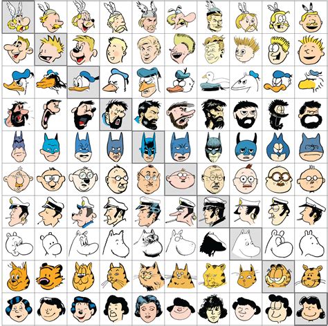 A Grid of 10 Beloved Comic Strip Characters Reimagined in the Style of ...