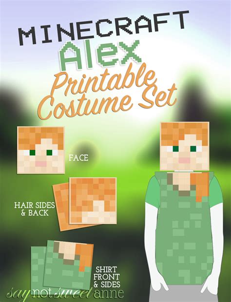 Minecraft Alex Printable Costume - Sweet Anne Designs