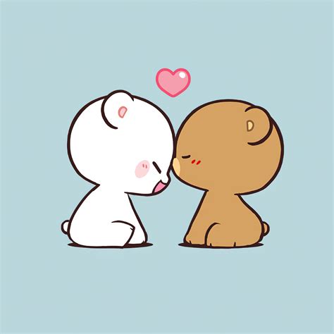 Milk & Mocha Bear Cute Kiss 4K Wallpaper