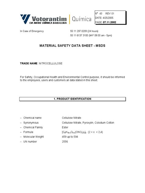 Nitrocellulose MSDS | PDF | Dangerous Goods | Chemical Substances