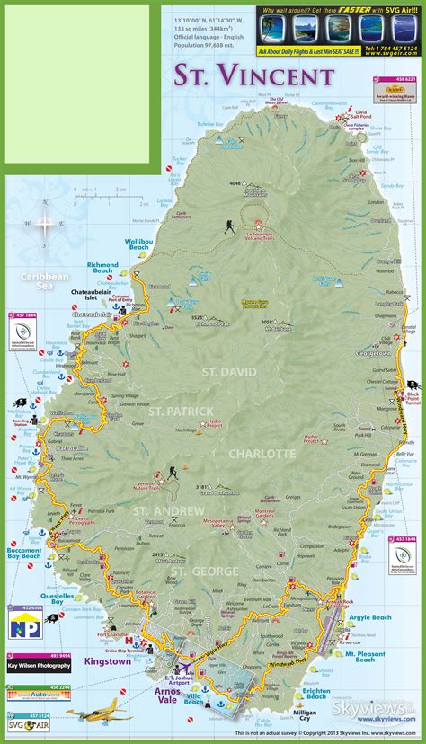 Large detailed tourist map of Saint Vincent island