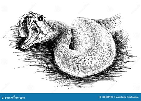 Angry snake ink drawing stock illustration. Illustration of adder ...