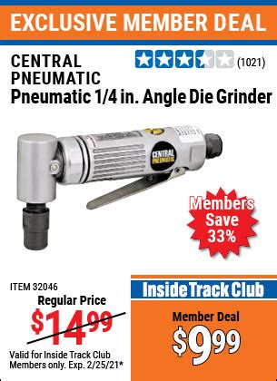 CENTRAL PNEUMATIC Pneumatic 1/4 in. Angle Die Grinder for $9.99 ...