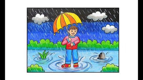 HOW TO DRAW RAINY DAY DRAWING STEP BY STEP/RAINY SEASON DRAWING/EASY ...