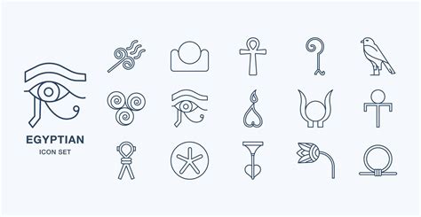 Ancient Egyptian symbols outline icon set 10397368 Vector Art at Vecteezy