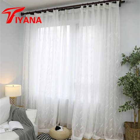 Aliexpress.com : Buy White Window Curtains For Living room Leaves Sheer ...