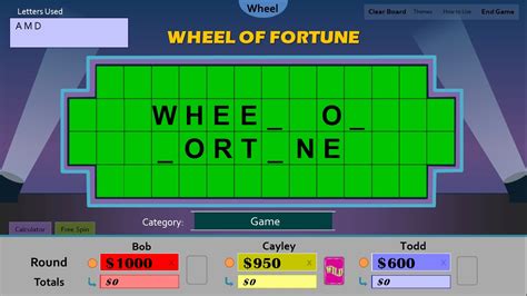 Wheel Of Fortune Game Board Template