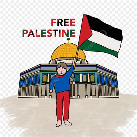 Masjid Al Aqsa Free Palestine Ilustração Menino Segurando A Bandeira ...