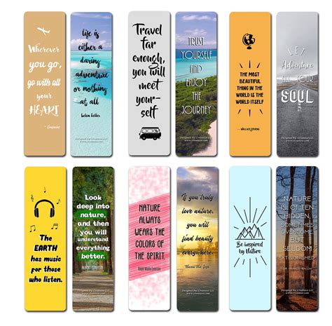 Creanoso Inspirational Travel & Nature Quotes Bookmarks - Inspiring Sa