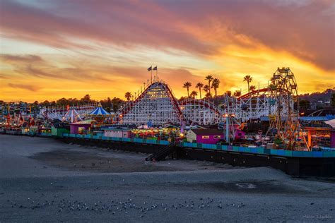 A Fiery Sunset at the Santa Cruz Boardwalk | Santa cruz boardwalk ...