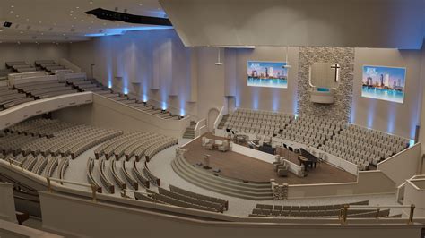 Modern Church Sanctuary with Theater Seats and Contemporary Design