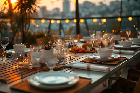 Premium Photo | Rooftop Party Table Setup