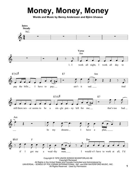 ABBA - Money, Money, Money sheet music