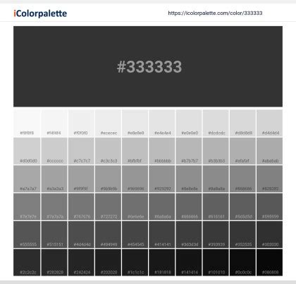 Carbon Color | 333333 information | Hsl | Rgb | Pantone