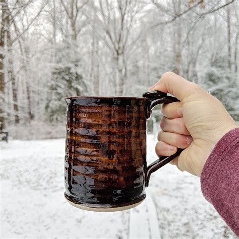 Large Brown Ceramic Coffee Mug Handmade Rustic Coffee Mug - Etsy ...