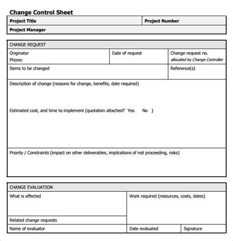 Change Request Form Template Project Management