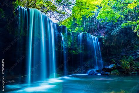 Nabegatai, waterfall in forest, Kumamoto Japan Stock Photo | Adobe Stock