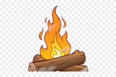 Campfire Logs Clipart : Bonfire hot flame curls isolated illustration.