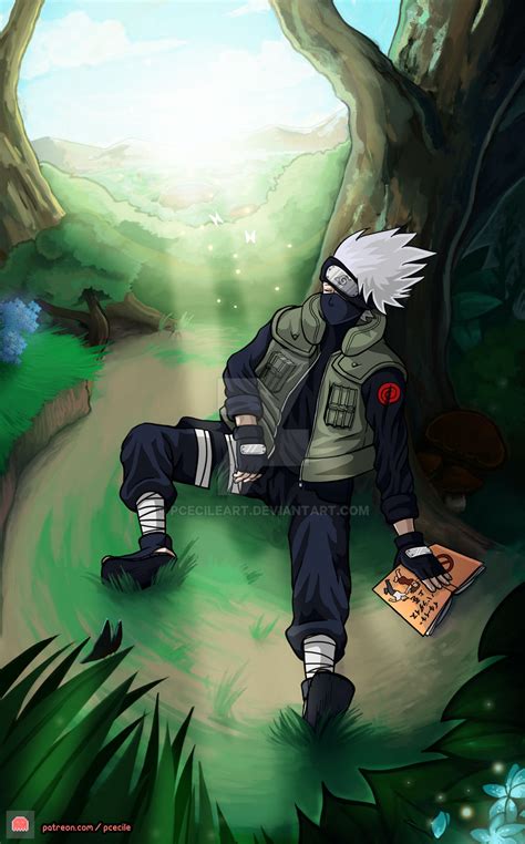 Kakashi reading his book by PCecileArt on DeviantArt