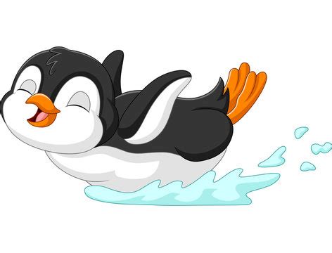 Penguin Sliding On Belly Clipart