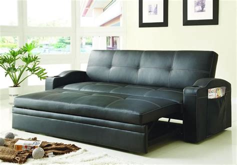 Fun Leather Pull Out Sofa Extra Long Chaise Lounge