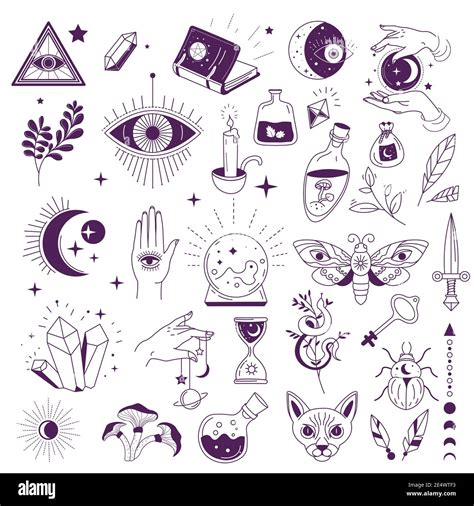 Magic and mystic, symbols of witchcraft and occult Stock Vector Image ...