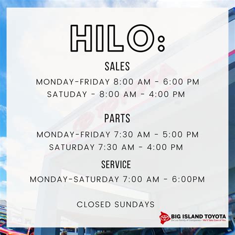 Direction to Locations & Hours | Big Island Toyota Hilo