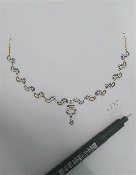 Light weight diamond necklace design || hand sketch | Jewellery ...