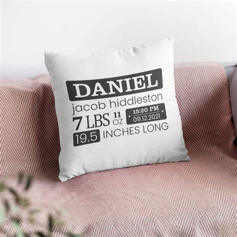 Baby Birth Stats Personalized Throw Pillow | 365Canvas