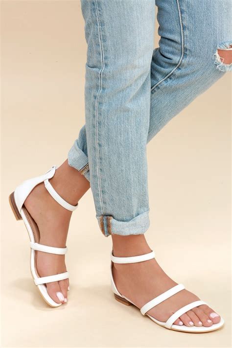 Cute White Sandals - Flat Sandals - Vegan Leather Sandals - Lulus